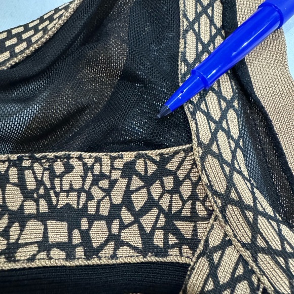 🎉SUPER SALE EVERYTHING MUST GO! Bandage Dress Tan & Beige w Sheer Panels Size L - Picture 11 of 11